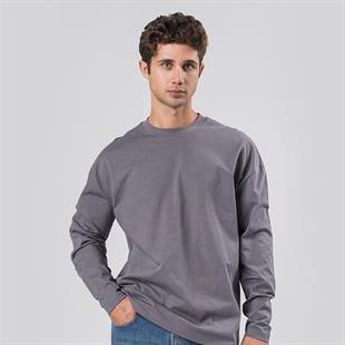 FÜME UZUN KOLLU OVERSİZE T-SHİRT