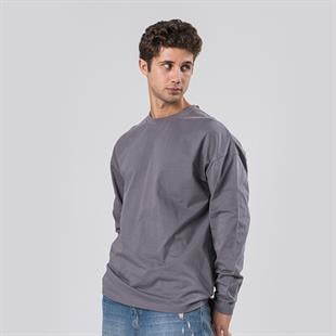 FÜME UZUN KOLLU OVERSİZE T-SHİRT