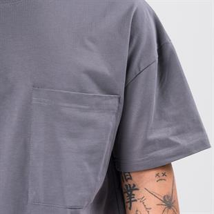 OVERSİZE FÜME CEP DETAYLI T-SHIRT