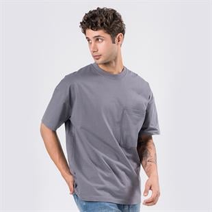 OVERSİZE FÜME CEP DETAYLI T-SHIRT