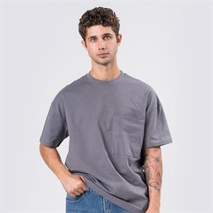 OVERSİZE FÜME CEP DETAYLI T-SHIRT