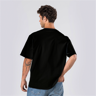 OVERSİZE SİYAH BEYAZ ŞERİT DETAYLI T-SHIRT