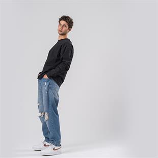 SİYAH UZUN KOLLU OVERSİZE T-SHİRT