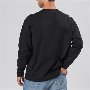 SİYAH UZUN KOLLU OVERSİZE T-SHİRT