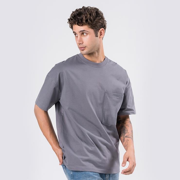 T-SHIRTDM-46OVERSİZE FÜME CEP DETAYLI T-SHIRT