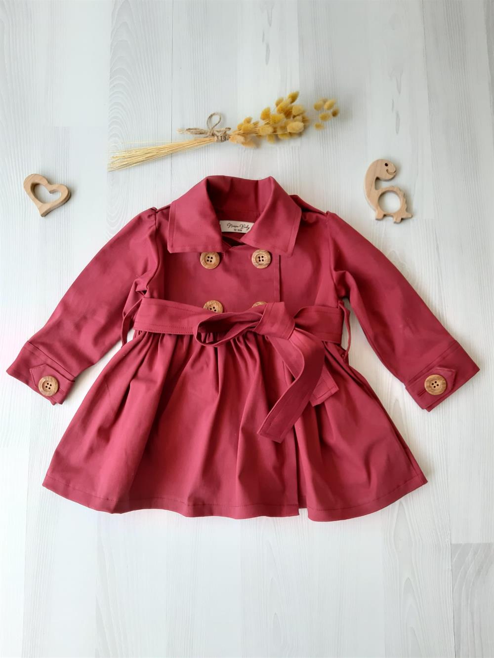  Nursu Baby Gül Kurusu Kız Bebek Trençkot