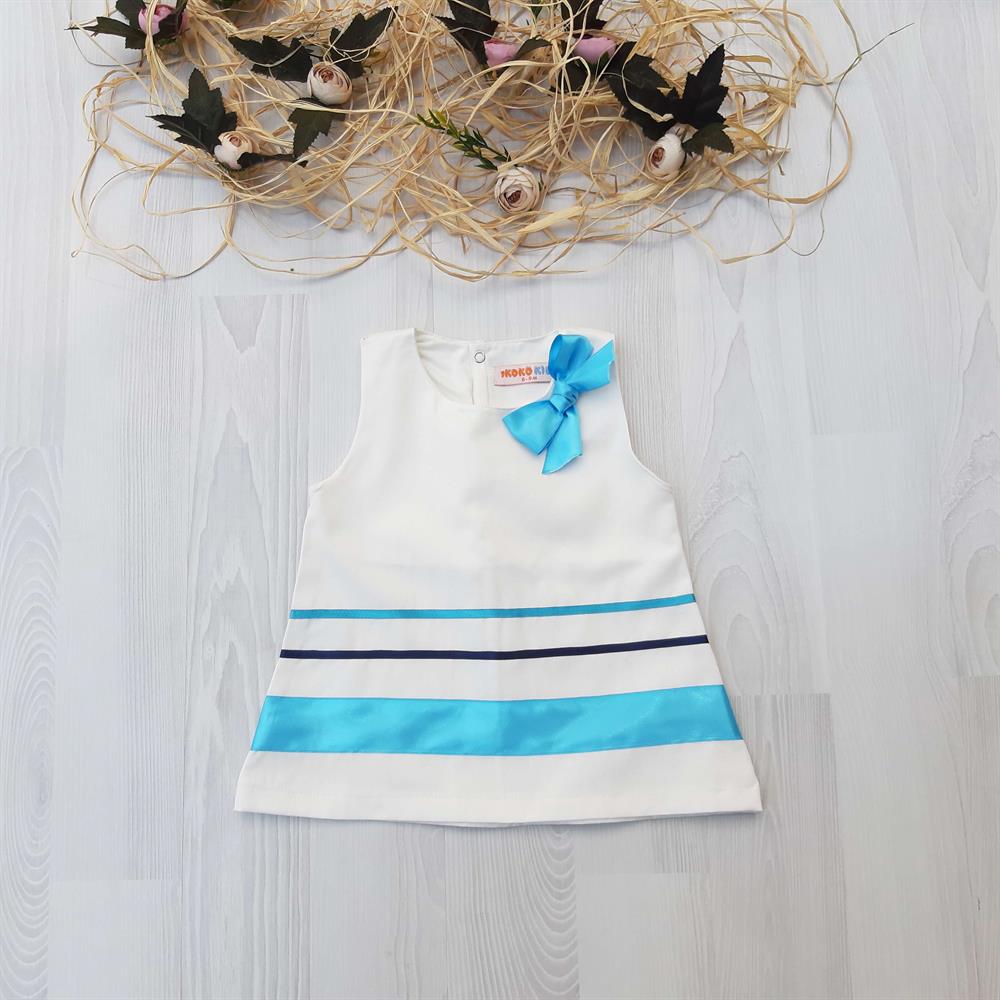 ikokokids Beyaz Kız Bebek Denizci Elbise