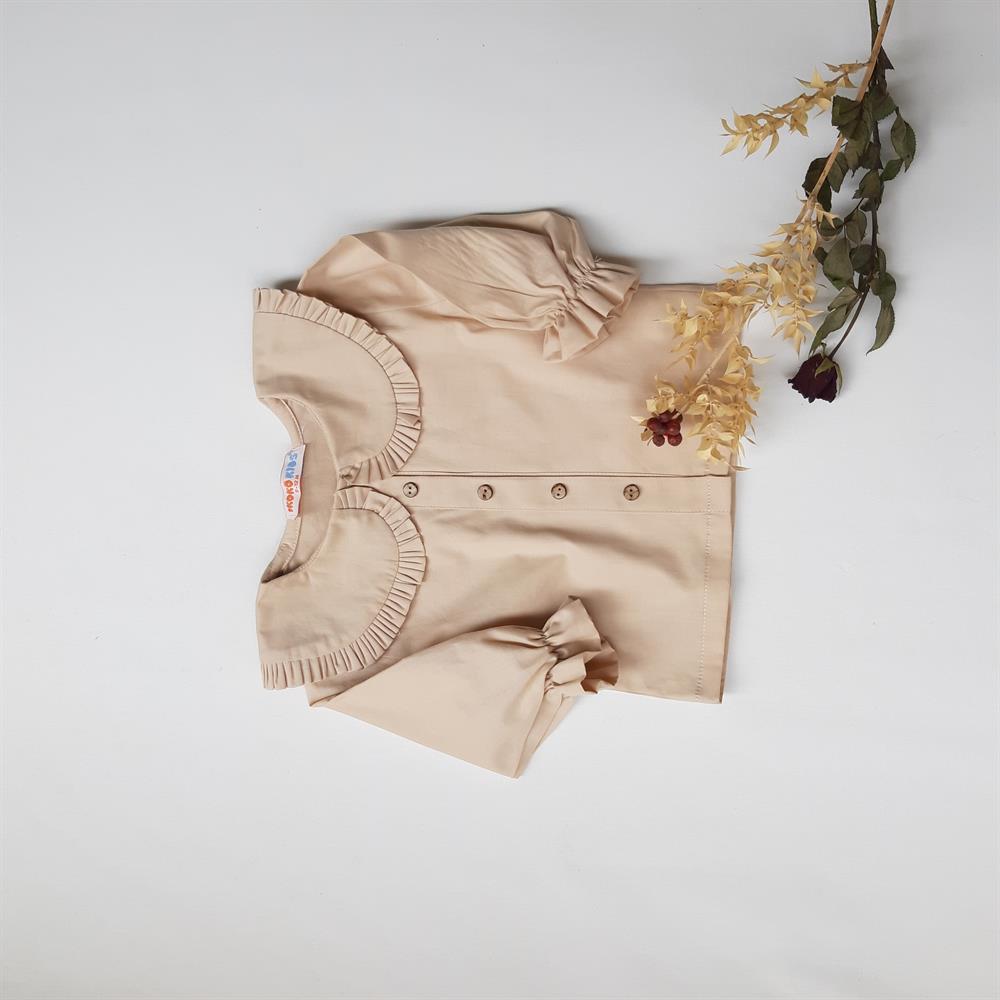 ikokokids Kız Bebek Krem Fırfırlı Bebe Yaka Buluz
