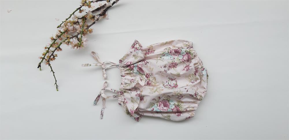 Kız Bebek Askılı Çiçekli Şort Tulum