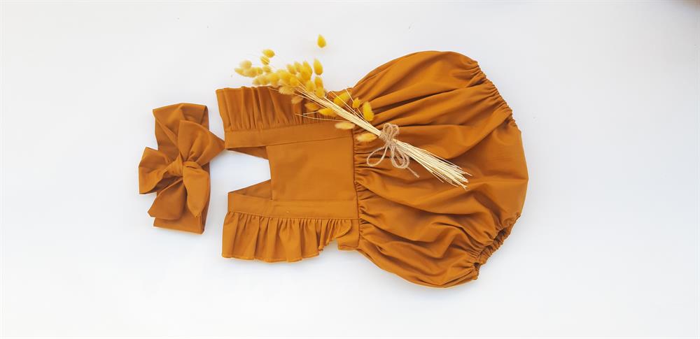 Kız Bebek Mavi Ayarlanabilir Askılı Romper Takım