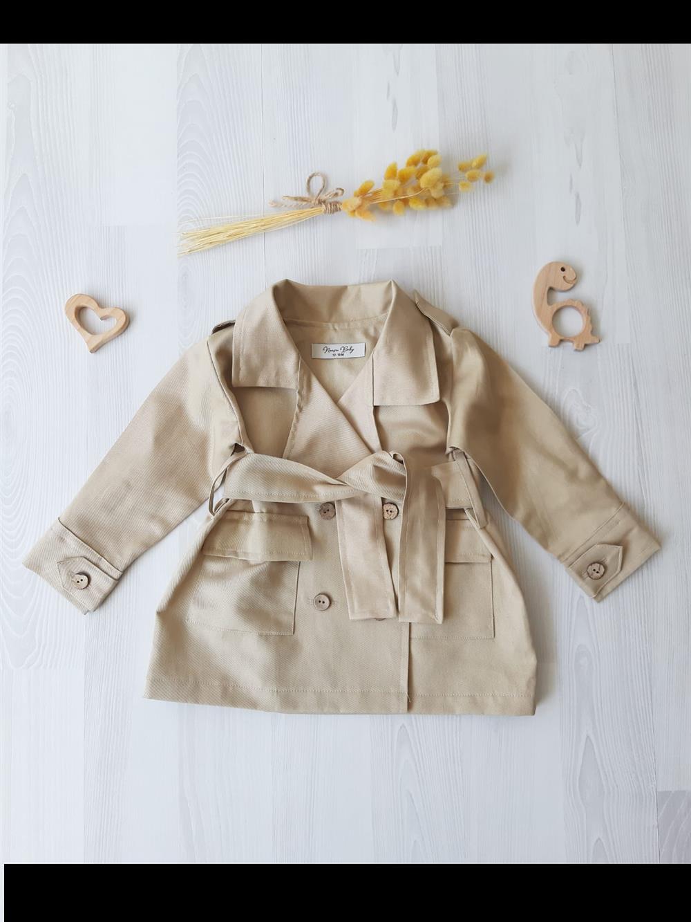 Krem Erkek Bebek Trençkot