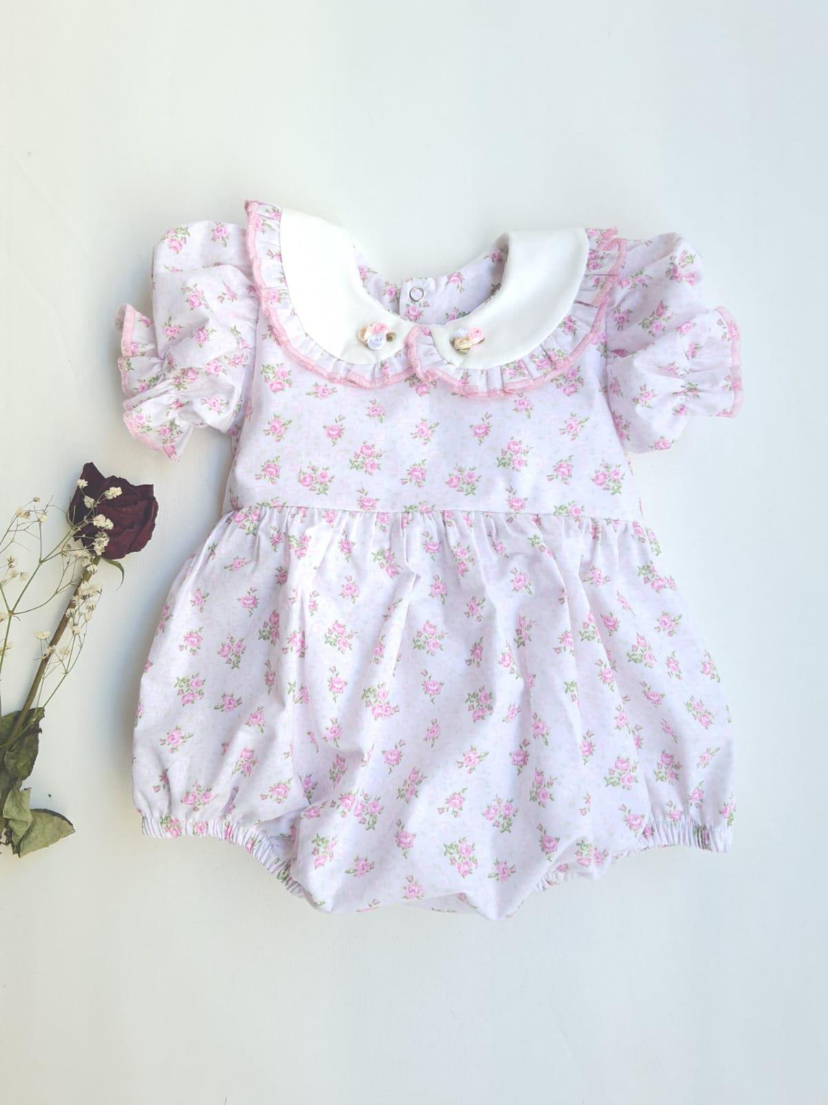 PEMBE ÇİÇEK DETAYLI BEBE YAKA SLOPET