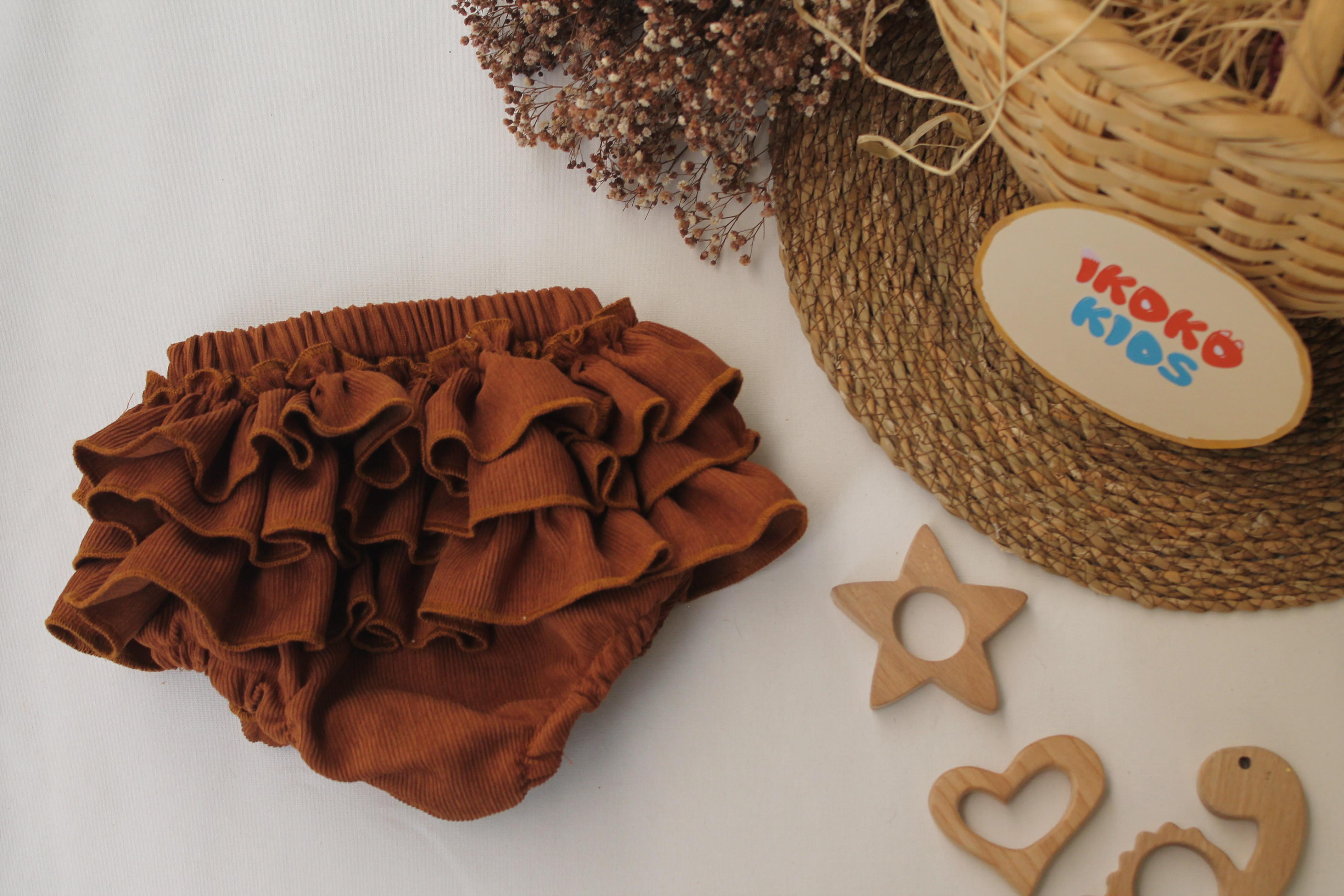 Taba Kadife Fırfırlı Rompers