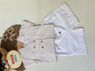 Mavi-Çizgili-Gömlek-Beyaz-Şort-Takım