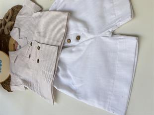 Mavi-Çizgili-Gömlek-Beyaz-Şort-Takım