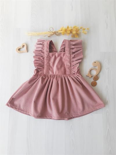 Bordo Kız Bebek Ayarlanabilir Askılı Kadife Elbise