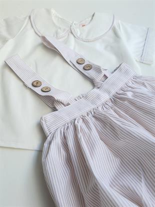 Erkek Gri Çizgili Şort Gömlek