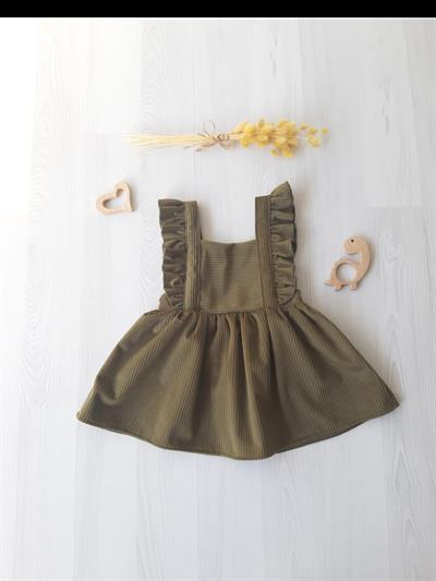 Haki Yeşil Kadife Elbise