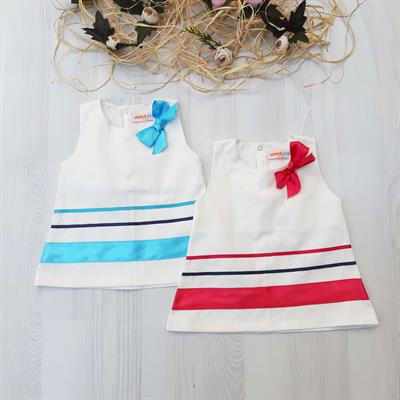 ikokokids Beyaz Kız Bebek Denizci Elbise