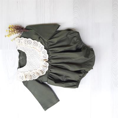 Kiremit Dantel Yaka Kız Bebek Romper