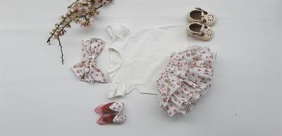 Kız Bebek Kırmızı Çiçekli Şort Bluz Takım