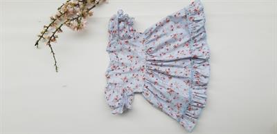 Kız Bebek Mavi Karpuz Kol Çiçekli Elbise