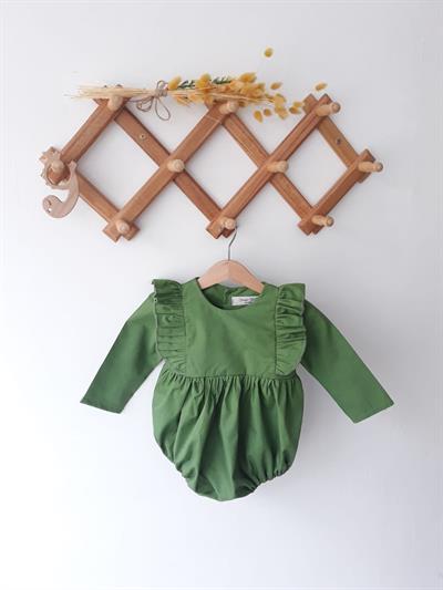 Nursu Baby Yeşil Uzun Kollu Fırfırlı Şort Tulum