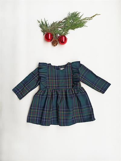 Yeşil Kız Bebek Ekose Elbise