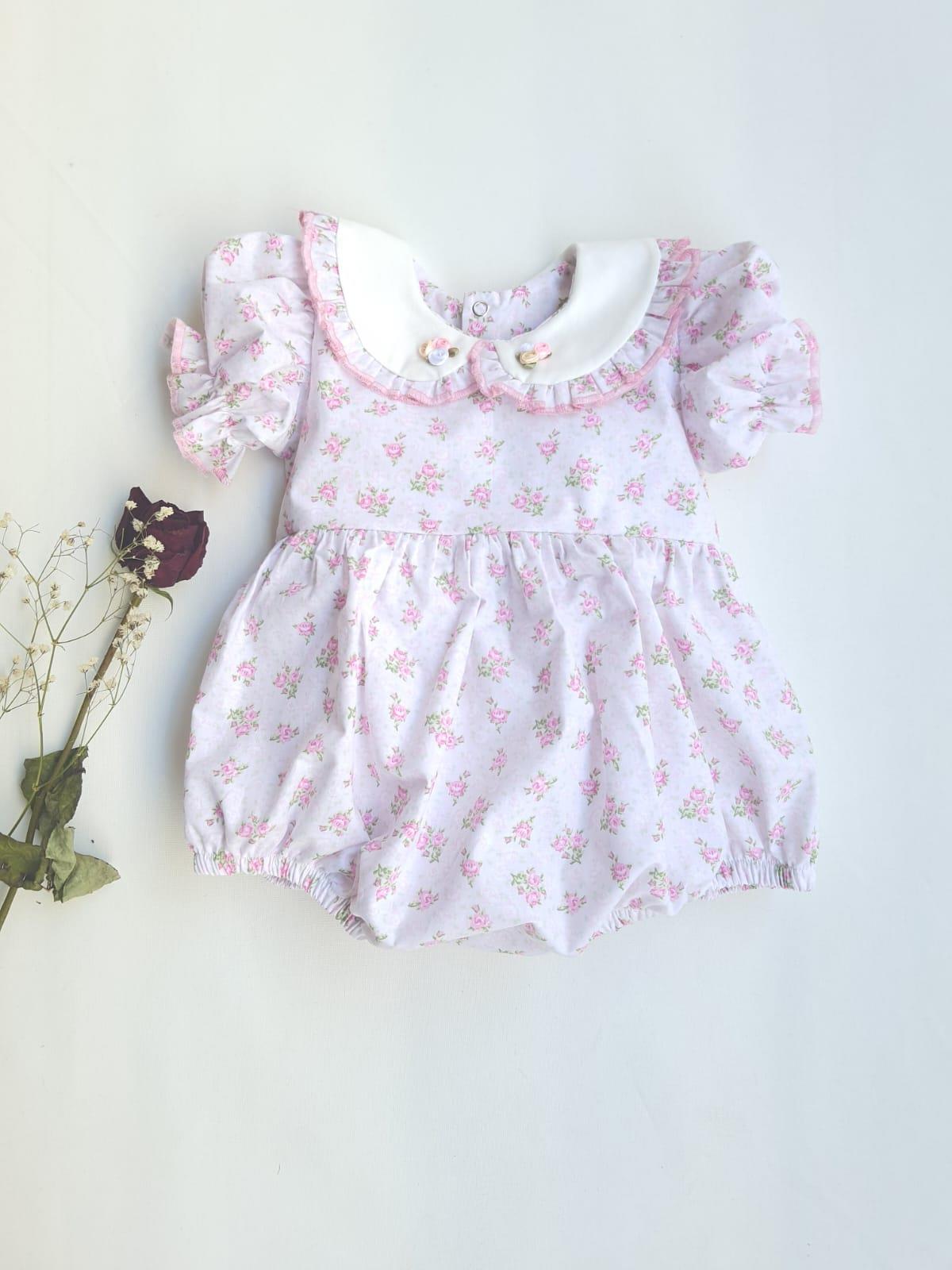 PEMBE ÇİÇEK DETAYLI BEBE YAKA SLOPET