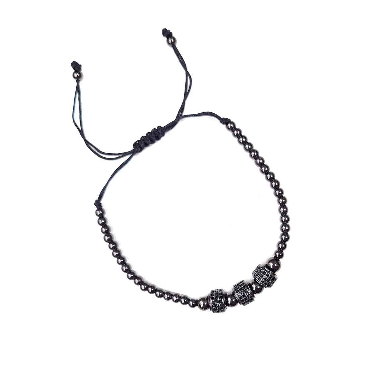 Çelik Siyah Zirkon Taş Detaylı Erkek Bileklik