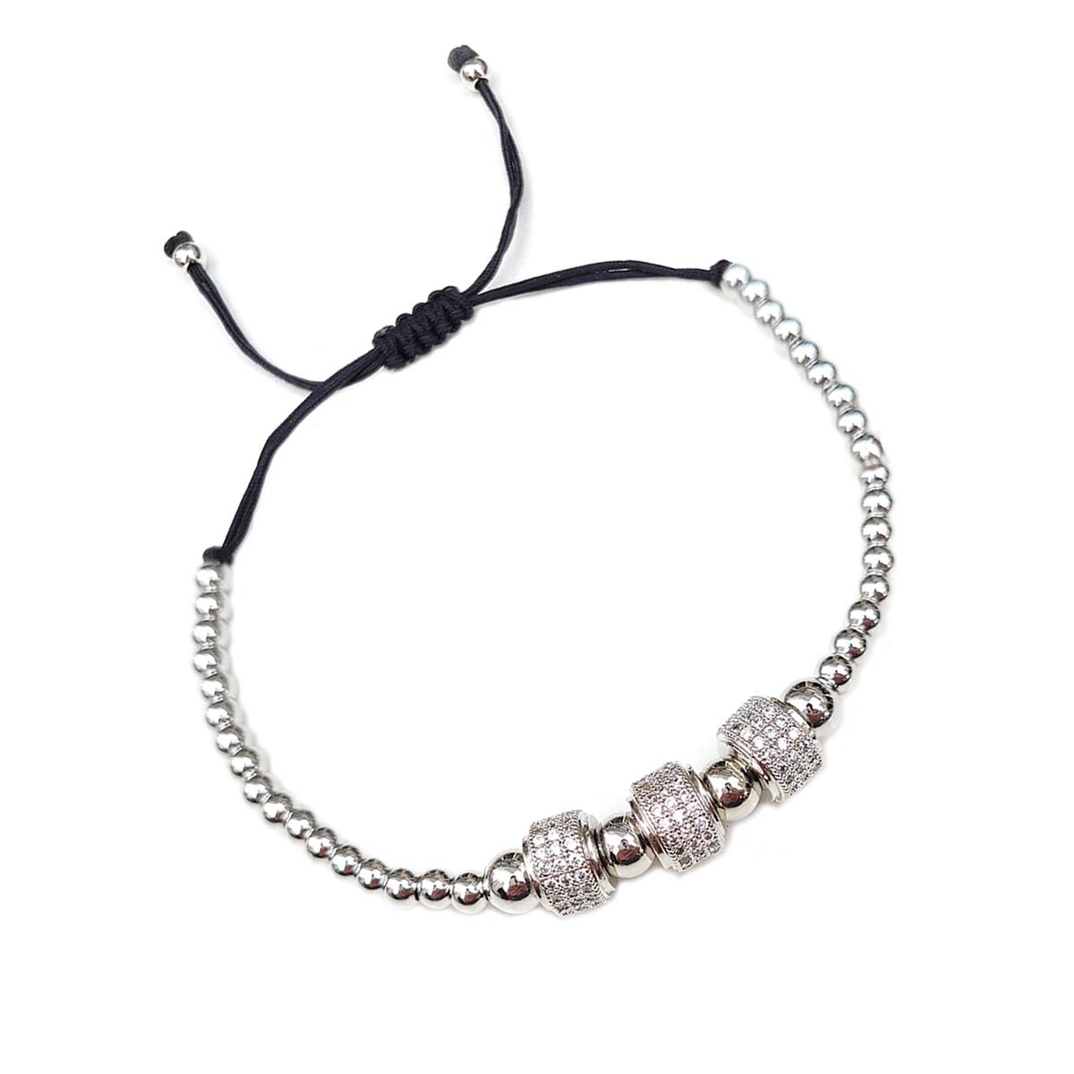 Çelik Zirkon Taş Detaylı Erkek Bileklik