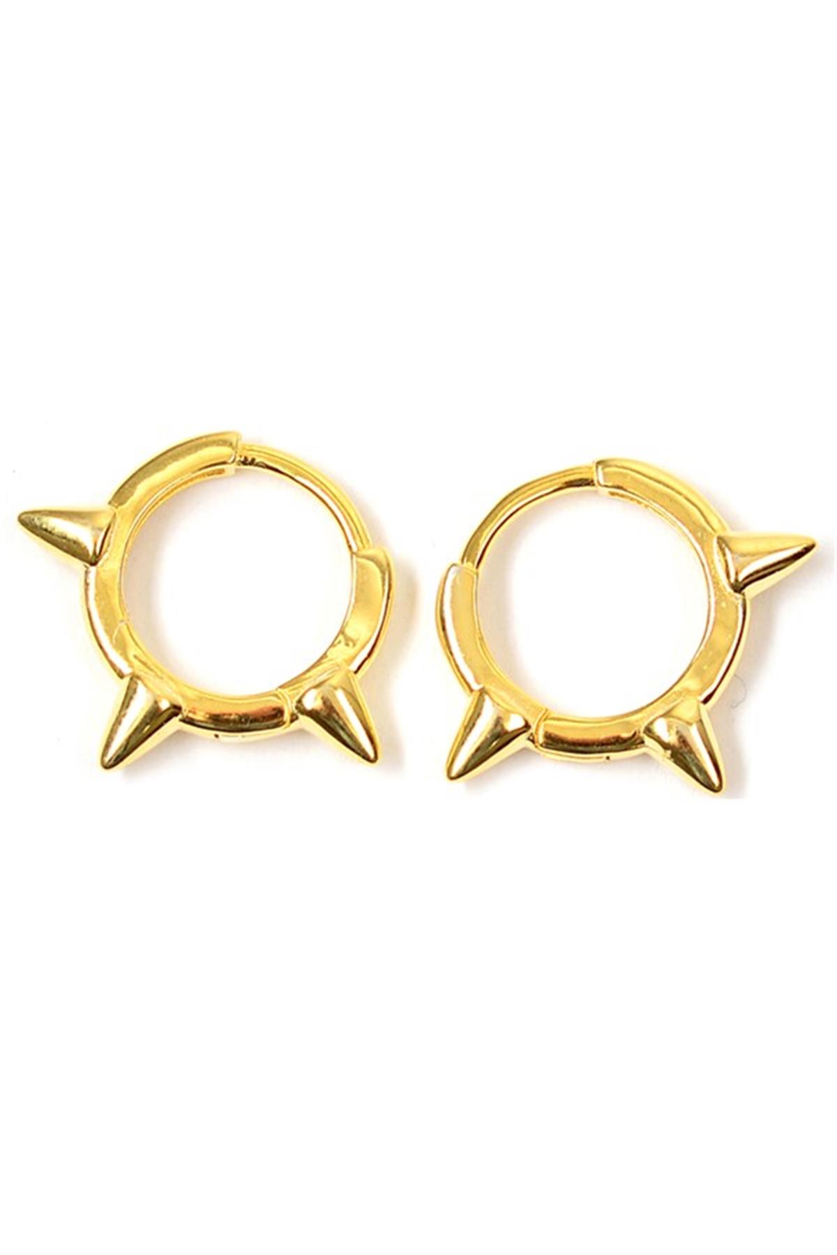 Diken Motifli Halka Gümüş Küpe