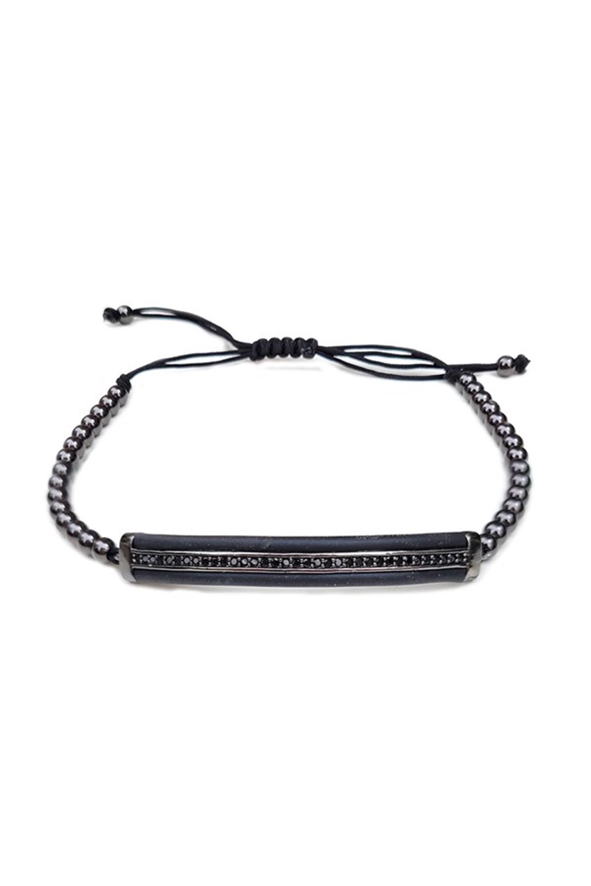 Doğal Taş Detaylı Çelik Erkek Bileklik