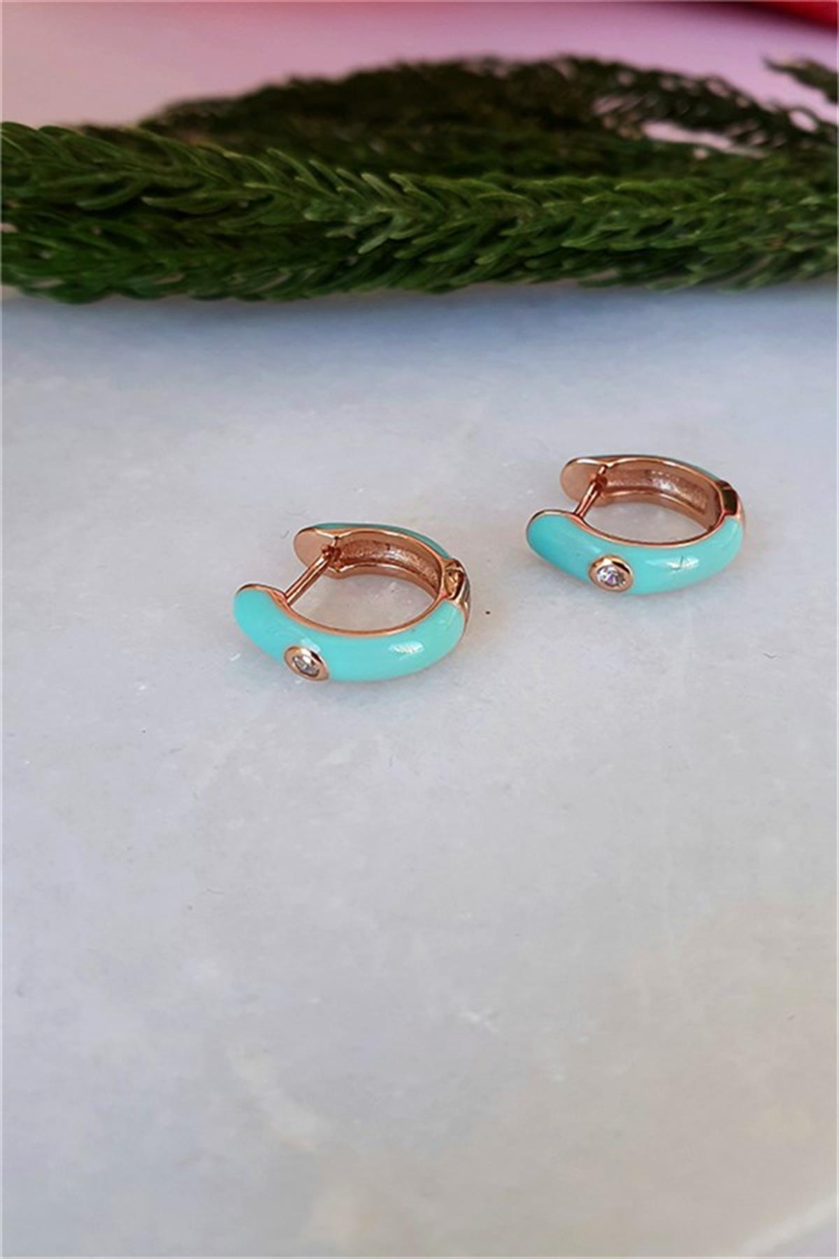 Gümüş Mineli Halka Küpe