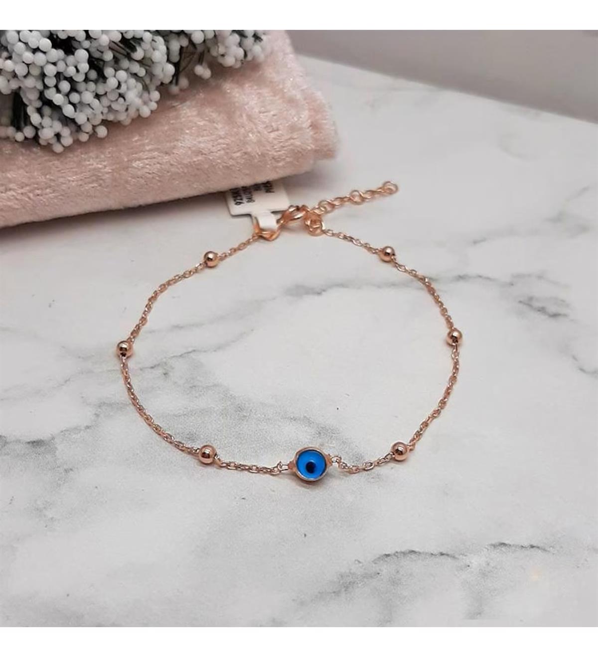 Gümüş Toplu Nazar Boncuklu Bileklik