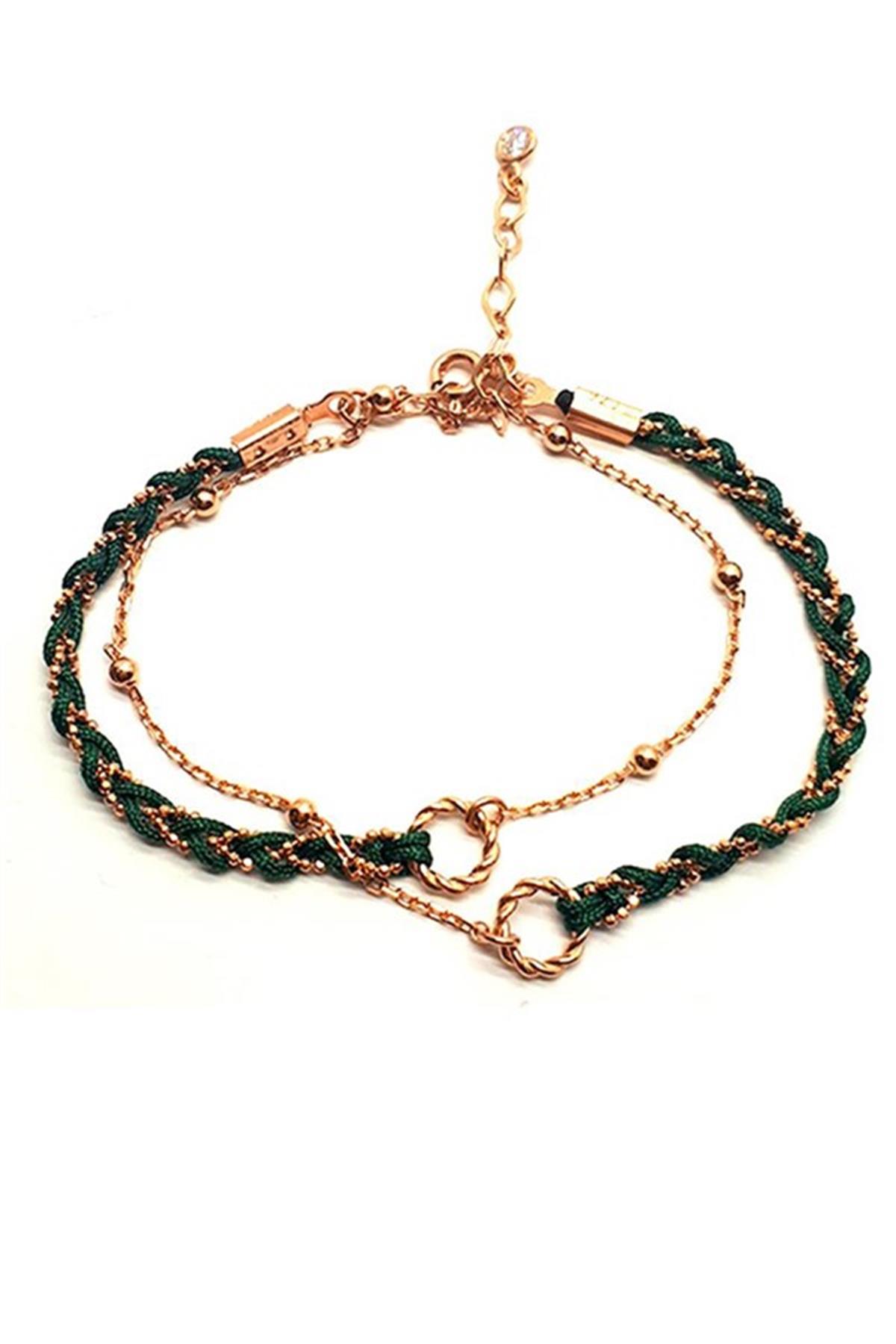 İki Sıra Halkalı Gümüş Bileklik