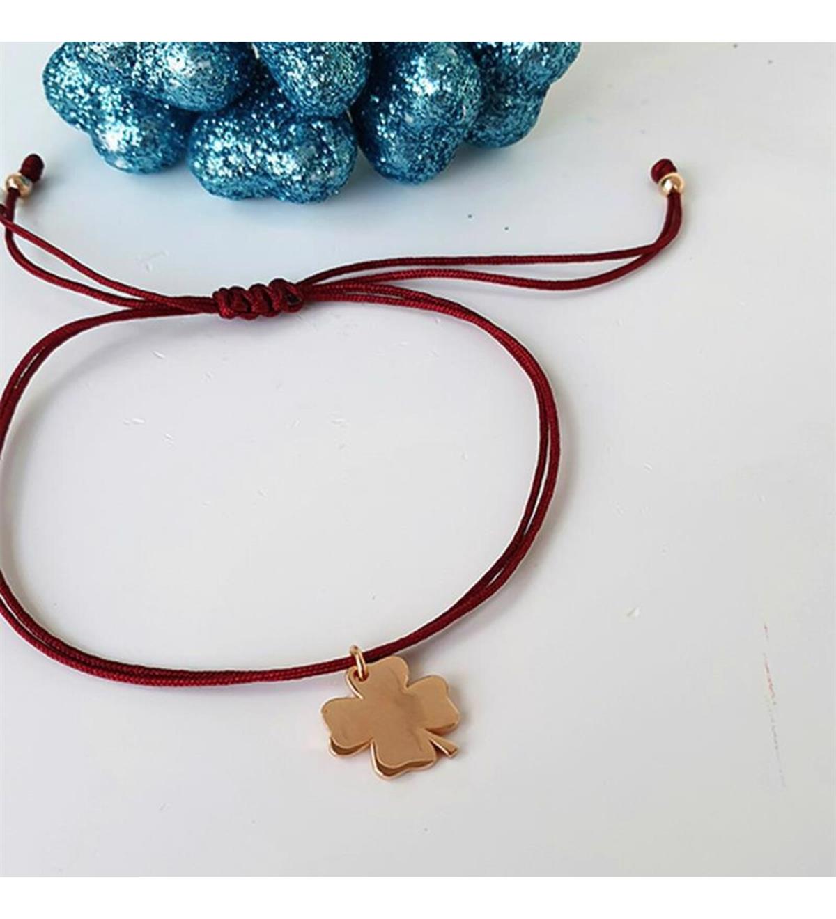 İpli Plaka Yonca Gümüş Bileklik