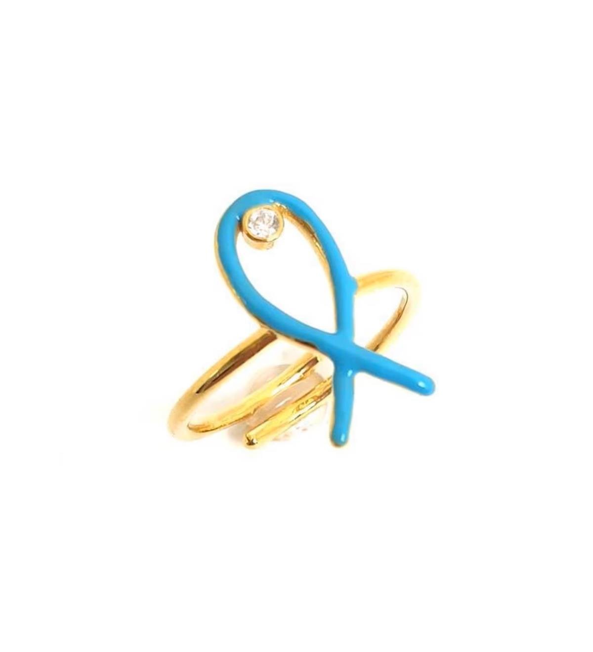 Mavi Mineli Balık Gümüş Yüzük