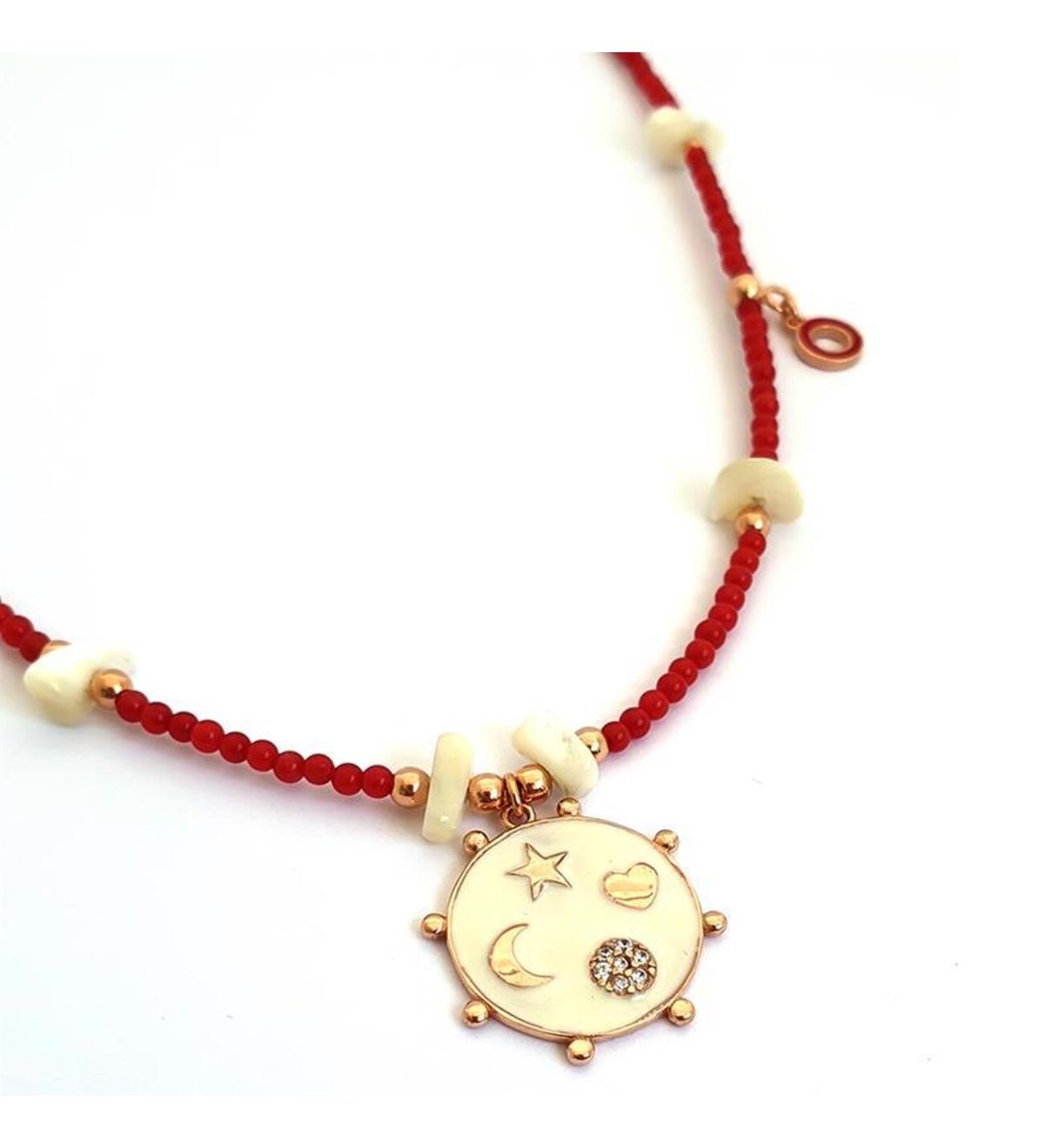 Mercan ve İnci Gümüş Kolye