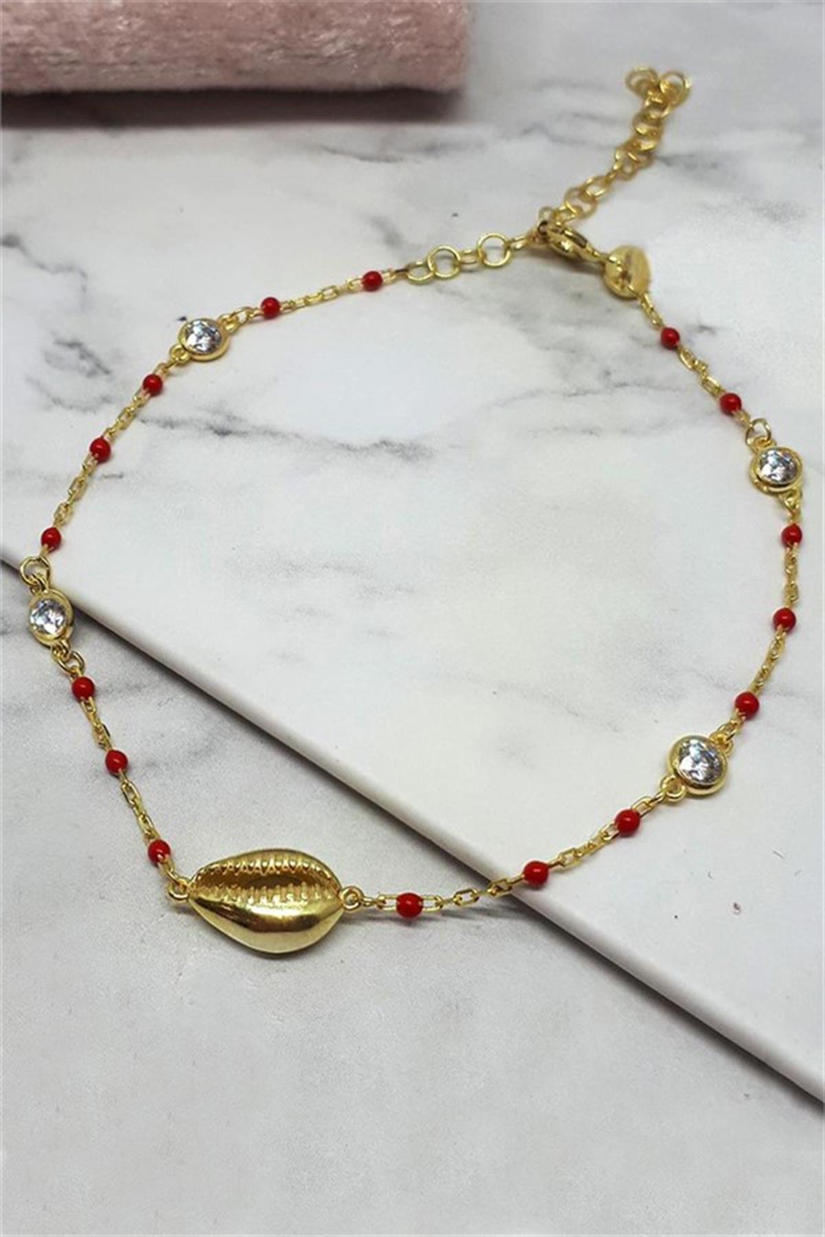 Mineli Taşlı Deniz Kabuğu Gümüş Bileklik