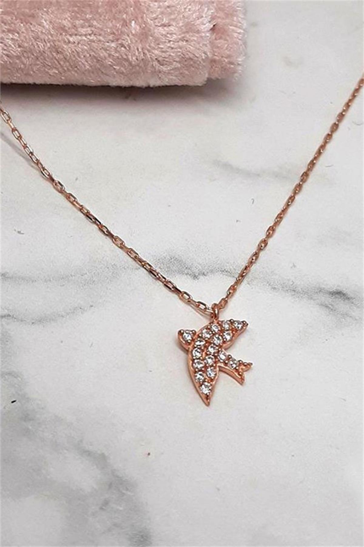 Minimal Gümüş Kuş Kolye