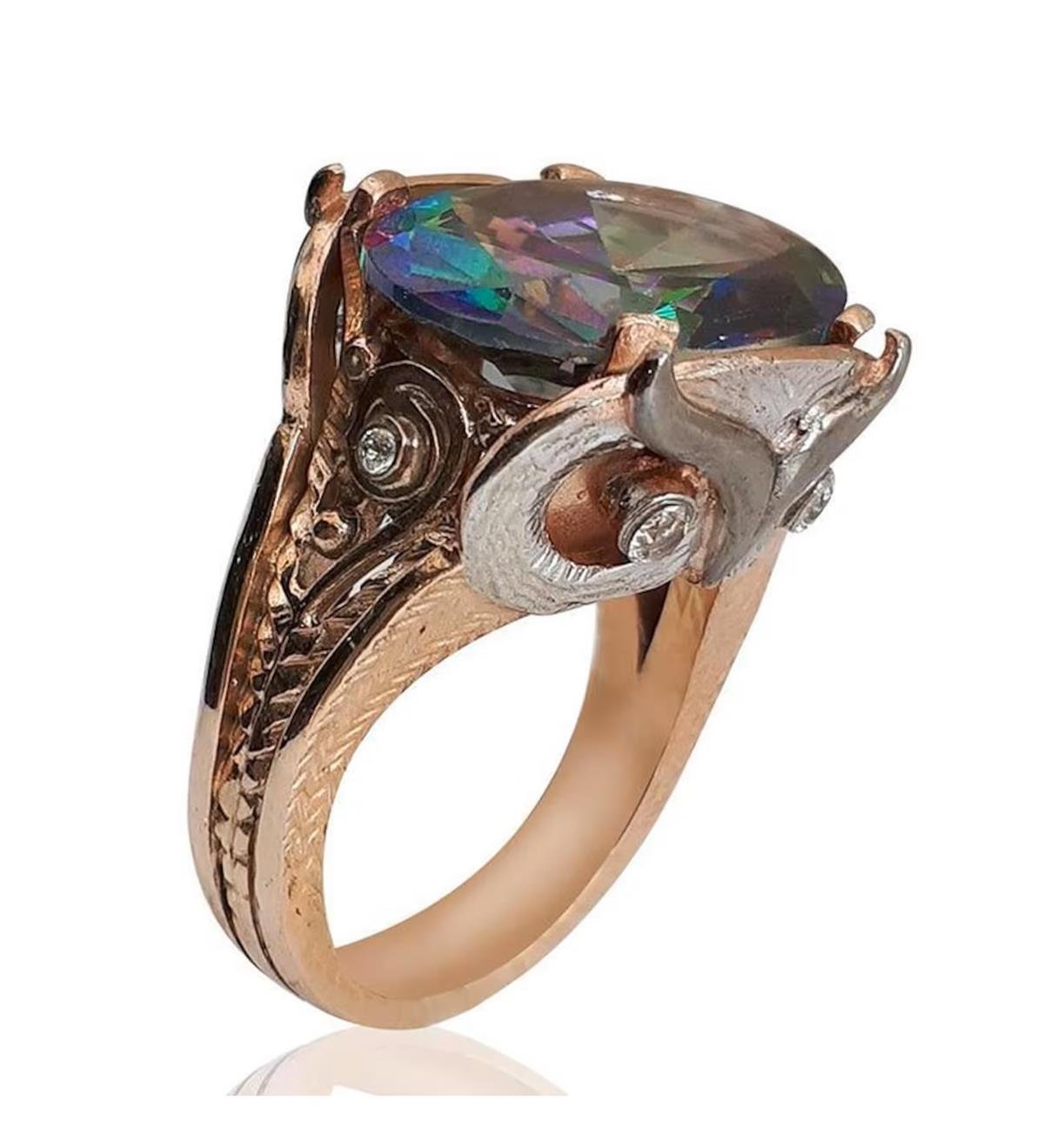 Mistik Topaz Taşlı Baykuş Gümüş Yüzük