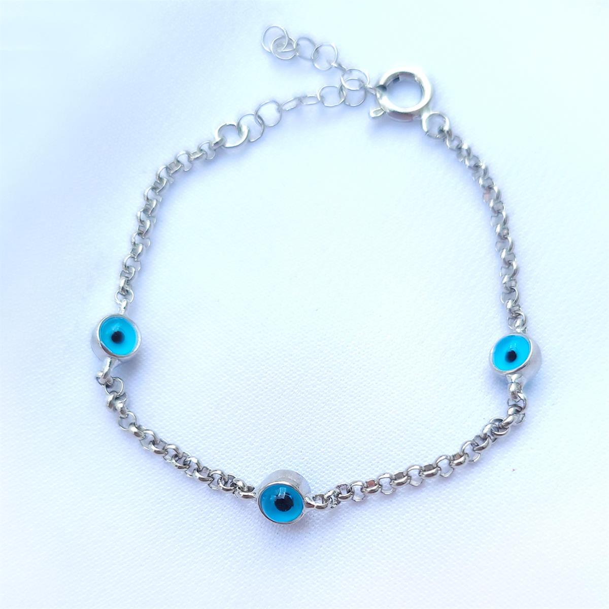 Nazarlı Gümüş Çocuk Bileklik