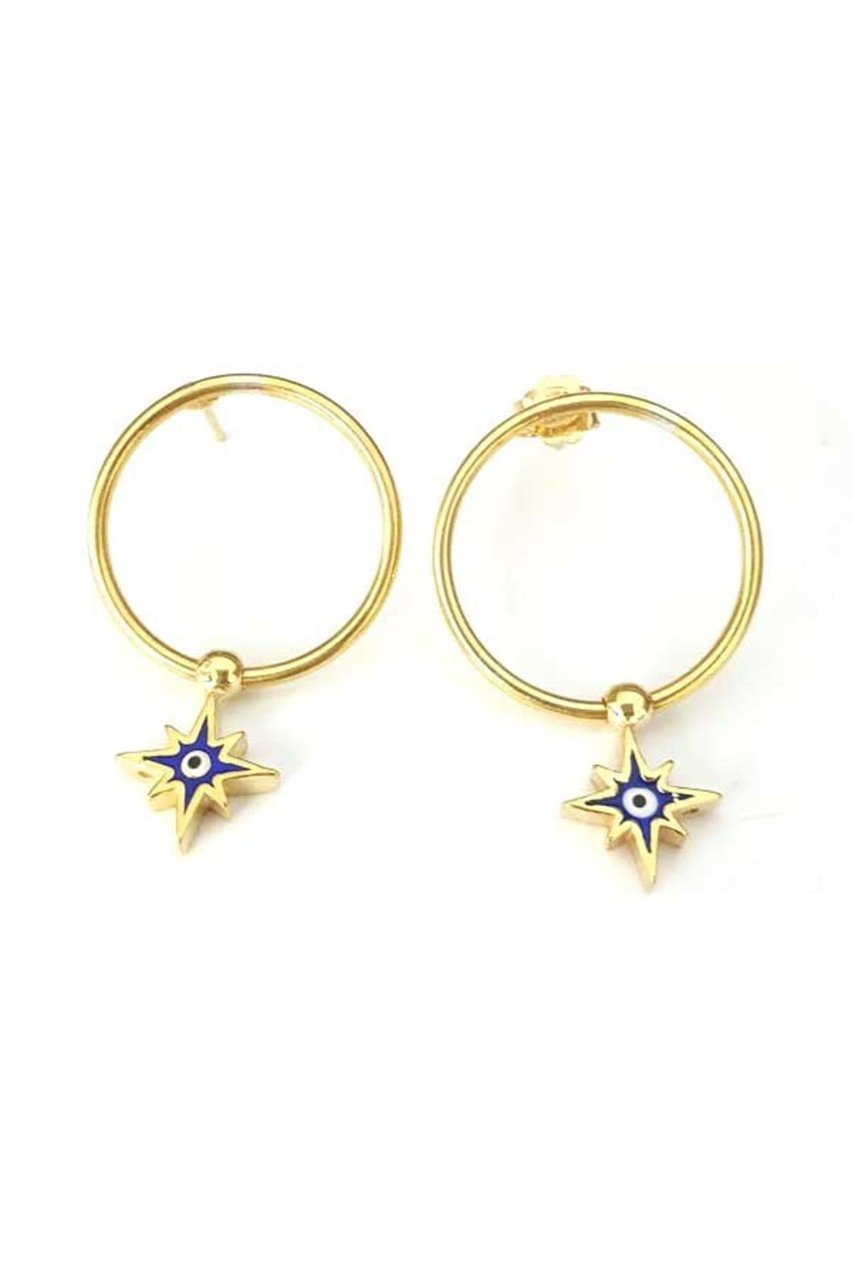 Nazarlı Kuzey Yıldızı Gümüş Küpe