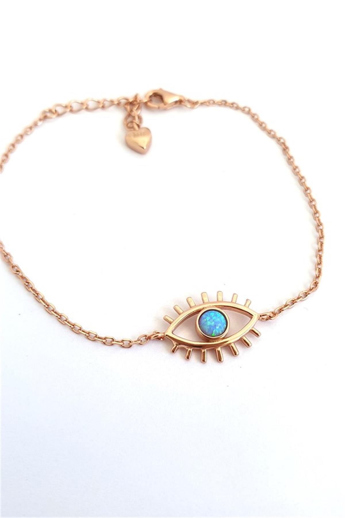 Opal Taşlı Gümüş Göz Bileklik