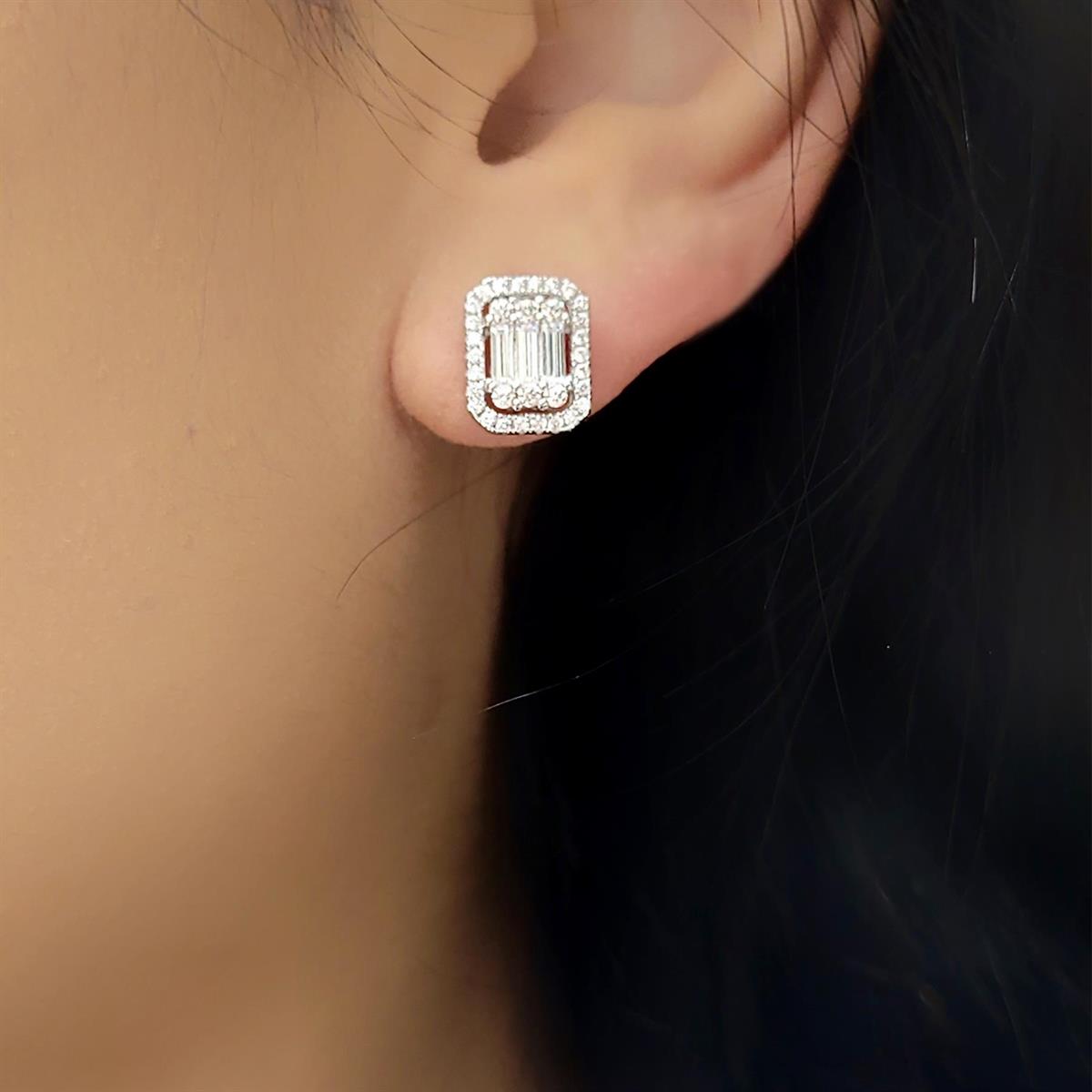 Özel Seri Gümüş Kültür Pırlanta Baget Küpe