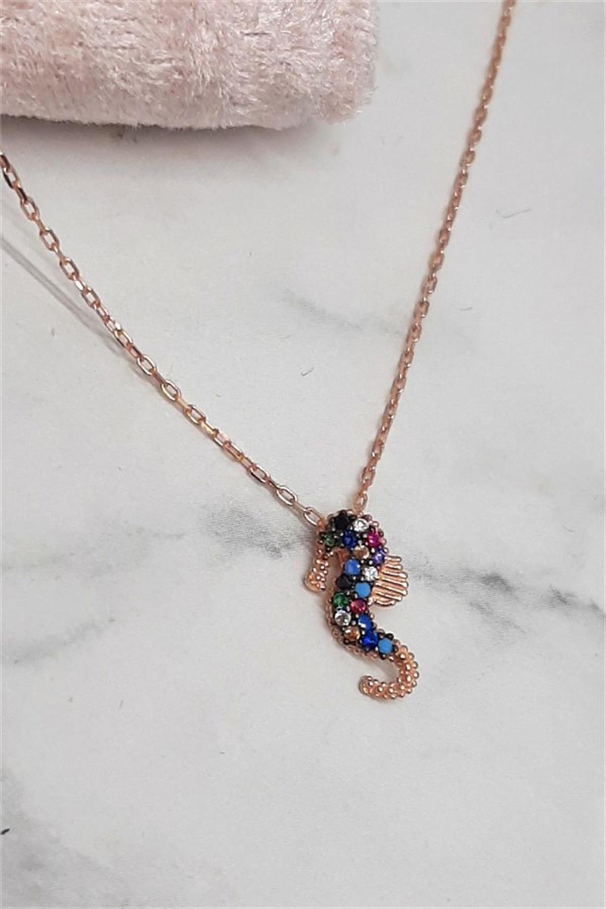 Renkli Denizatı Gümüş Kolye