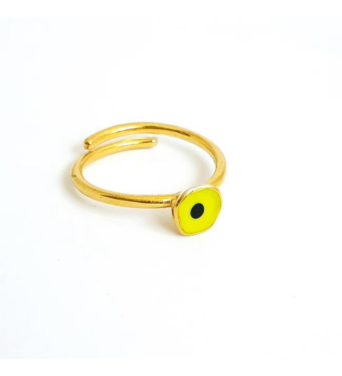 Sarı Mineli Gümüş Nazar Yüzük