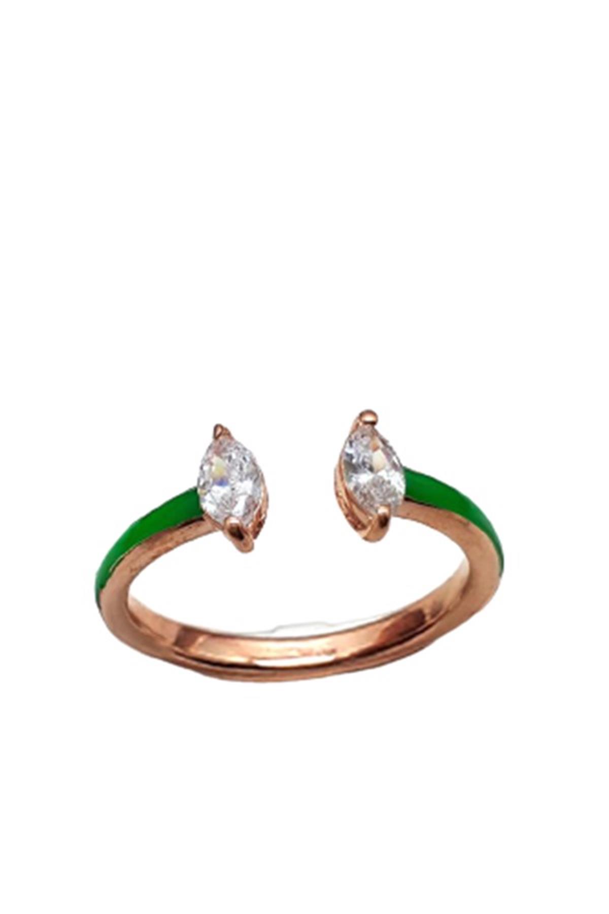 Yeşil Mineli Gümüş Yüzük