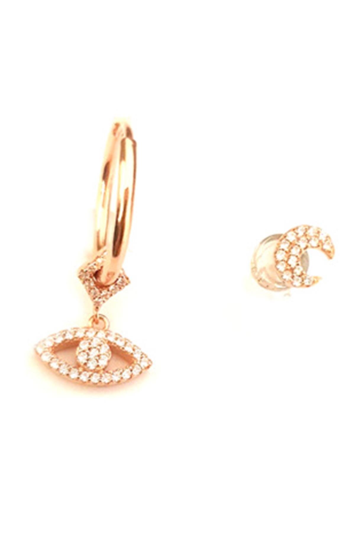 Zirkon Taşlı Gümüş Tasarım Göz Küpe